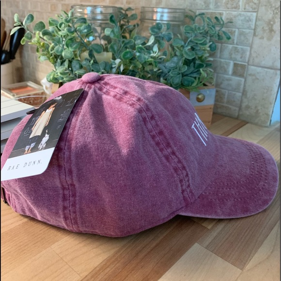 Rae Dunn “THANKFUL” LL Washed Burgundy Ball Hat - Picture 5 of 10